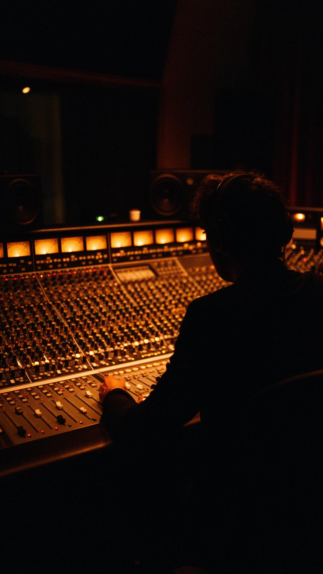 Audio producer at a mixing console