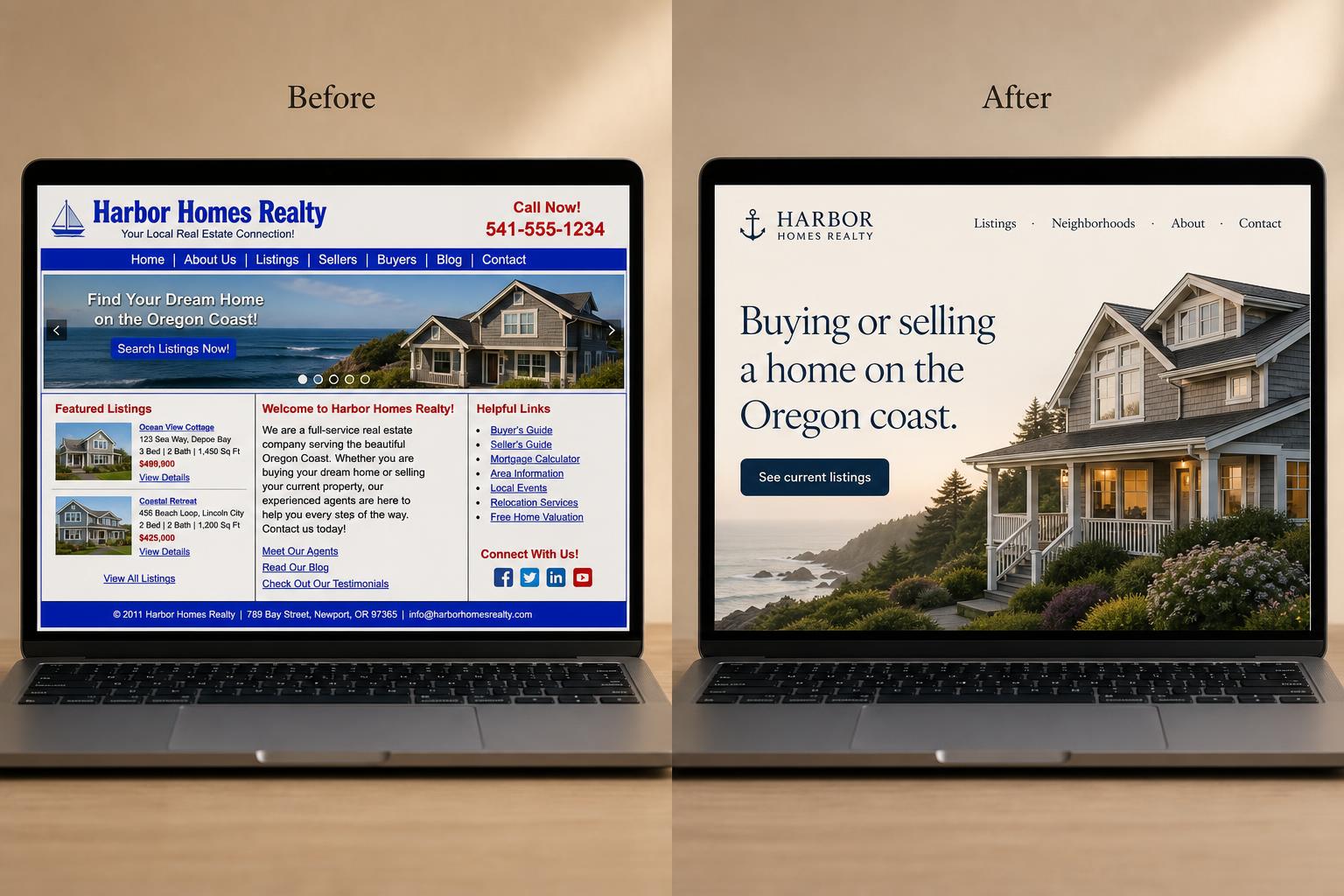 A demonstration of two website directions